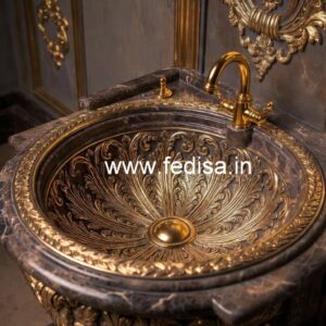 Handmade Marble Basin with Artistic Design No-1174