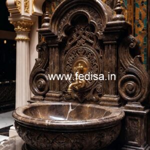 Marble Wash Basin with Gold Accents No-1217