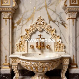 Modern Marble Wash Basin with Countertop No-1219