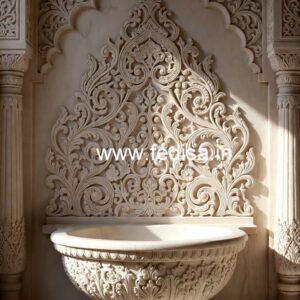 Handmade Marble Basin with Artistic Design No-1772