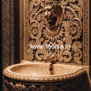 Marble Wash Basin with Gold Accents No-1815