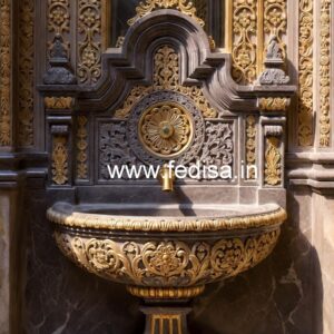 Elegant Marble Basin with Artistic Texture No-1859